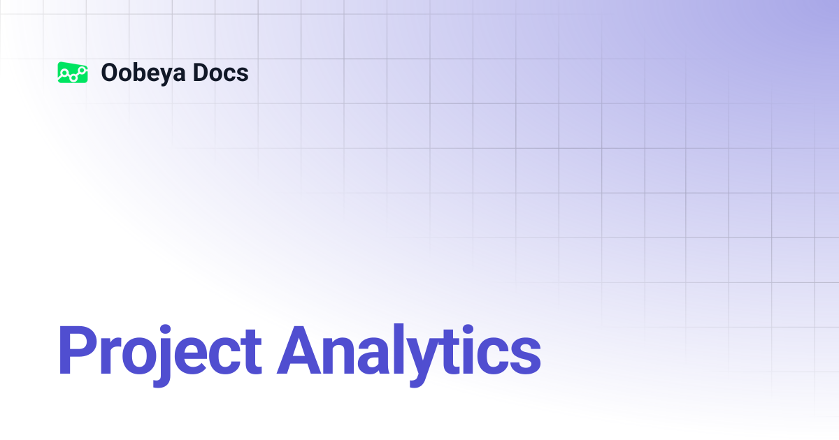 Project Analytics | Oobeya Docs